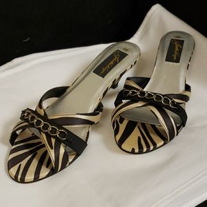 Jonathan Kaye kitten heels Zebra print cream black